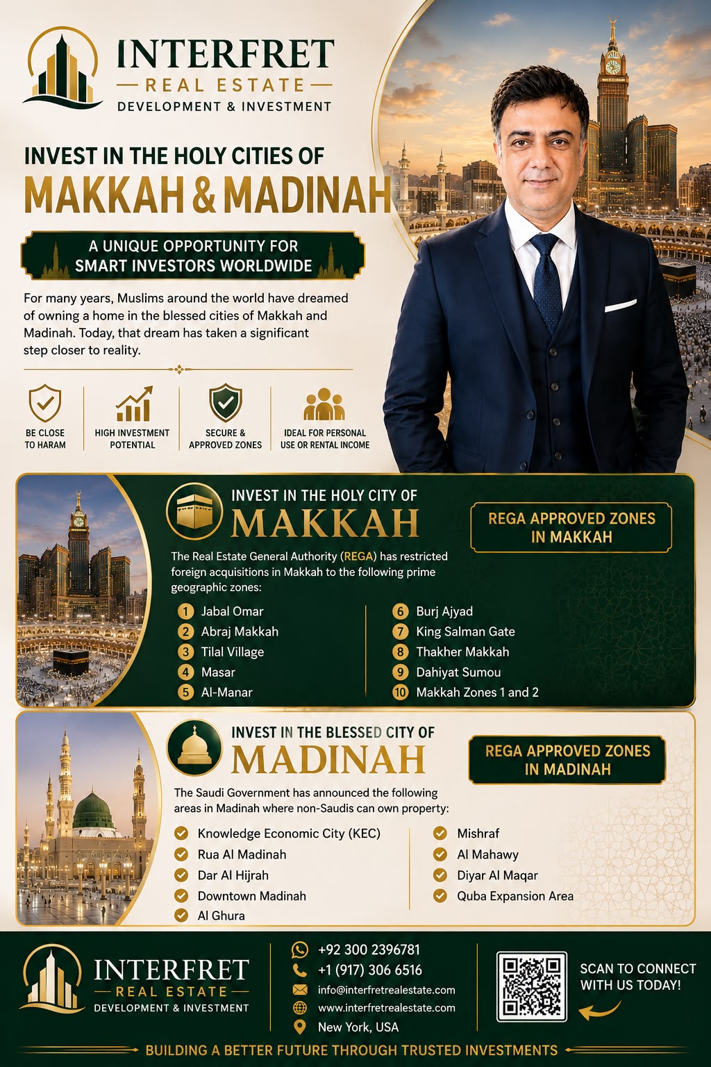Premium Madinah Al Munawwarah real estate campaign poster featuring property options